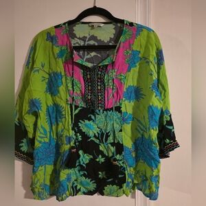 John Mark Green and Pink Floral Tunic